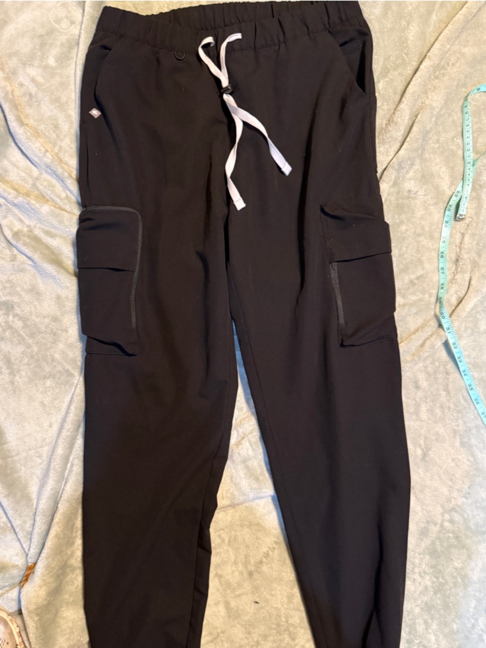 Figs Black Men's Cargo Joggers with White Drawstring